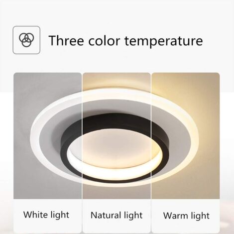 COMELY LED-Deckenleuchte Schwarz und Weiß 20W 2650LM Kreisförmig aus Aluminium, Durchmesser 23cm, für Schlafzimmer, Flur, Wohnzimmer (Einstellbar 3000K-6500K)