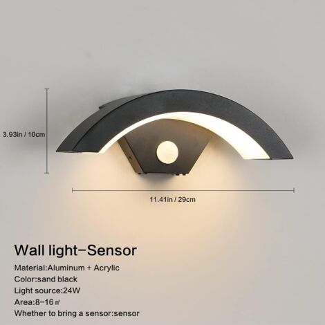 LED-Außenwandleuchte mit Bewegungssensor, Anthrazitgrau 24 W, 980