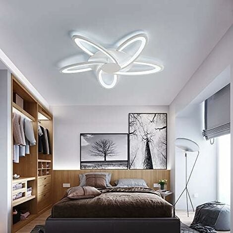 LED-Deckenleuchte Dimmbar mit Fernbedienung 30W 3000K-6500K Weiß  Deckenleuchter Kreative Acryl Blütenblätter Kronleuchter Leuchte für