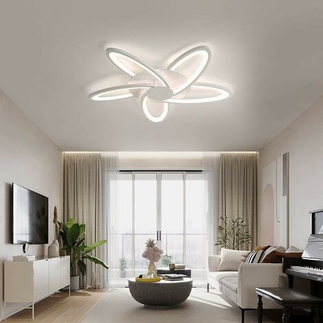 LED-Deckenleuchte Dimmbar mit Fernbedienung Blütenblätter Acryl Weiß Leuchte Kronleuchter 30W für Deckenleuchter 3000K-6500K Kreative