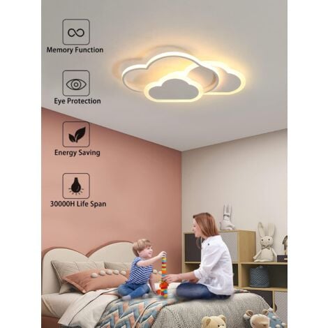 COMELY Kreative LED-Deckenleuchte Wolke 32W 42cm - Ideal für Schlafzimmer, Kinderzimmer - Weiß (Warmweißes Licht 3000K)