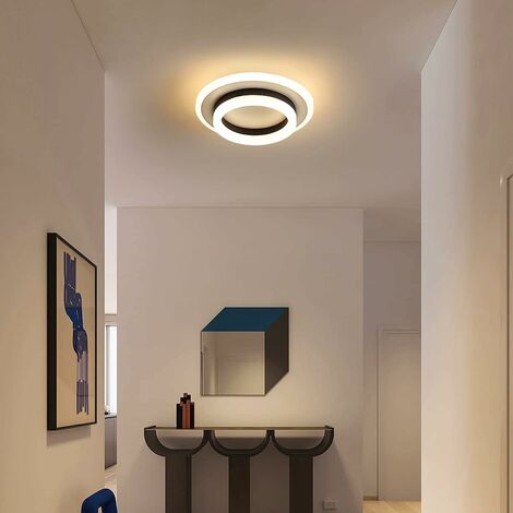 Runde LED-Deckenleuchte, 20 W Kronleuchter in modernem Design, 3000 K Acryl-Metall-Deckenleuchten, geeignet für Badezimmer, Schlafzimmer, Küche, Wohnzimmer, Esszimmer, Büro (Schwarz und Weiß)