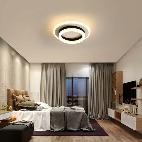 Runde LED-Deckenleuchte, 20 W Kronleuchter in modernem Design, 3000 K Acryl-Metall-Deckenleuchten, geeignet für Badezimmer, Schlafzimmer, Küche, Wohnzimmer, Esszimmer, Büro (Schwarz und Weiß)
