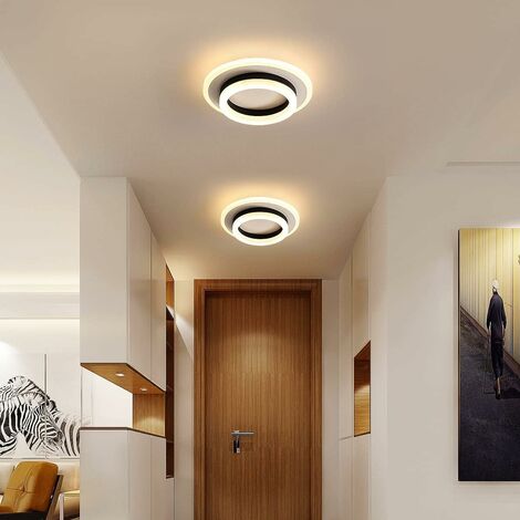 Runde LED-Deckenleuchte, 20 W Kronleuchter in modernem Design, 3000 K Acryl-Metall-Deckenleuchten, geeignet für Badezimmer, Schlafzimmer, Küche, Wohnzimmer, Esszimmer, Büro (Schwarz und Weiß)