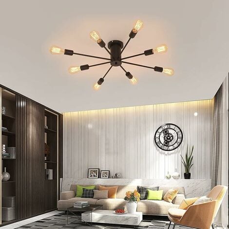 LED-Deckenleuchte, industrieller E27-Kronleuchter, 8-Licht-Deckenleuchte  für Wohnzimmer, Schlafzimmer, Flur, Küche