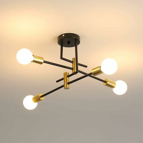 COMELY Vintage-Deckenleuchte, industrielle Deckenleuchte E27 Durchmesser 70 cm für Schlafzimmer, Küche, Flur, moderne LED-Kronleuchter 4 Lichter (Glühbirnen nicht enthalten) (1/5)
