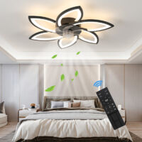 COMELY Leiser LED-Deckenventilator mit Beleuchtung, 70 W Deckenleuchte mit Ventilator mit Fernbedienung, dimmbare Lampe mit Ventilator, 6 Lichter, Wohnzimmer, Schlafzimmer, Schwarz