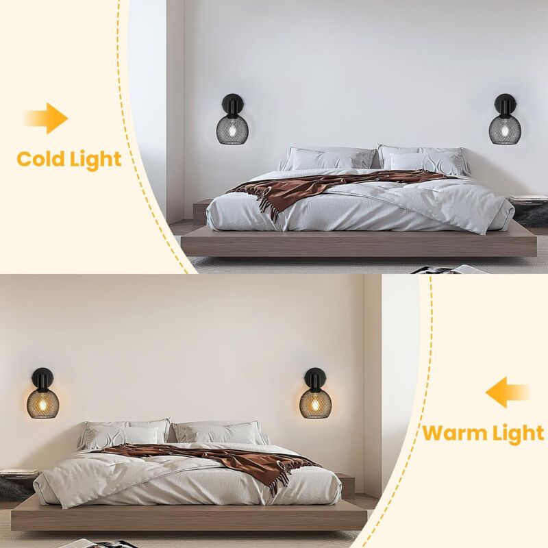 DELIPOP Applique Da Parete Vintage - 2 Pezzi, Stile Industriale, Nero E Oro, Regolabile, E27 - Foto 8