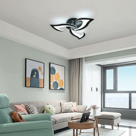 Moderna plafoniera a LED, 36W 2900LM nero ha portato plafoniera, creativo Petal Design lampada da soffitto in acrilico per camera da letto, soggiorno, sala da pranzo, cucina, corridoio, bianco freddo,