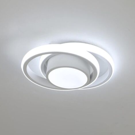 COMELY Plafoniera LED Moderna 32W, Doppio Cerchio in Alluminio, per Corridoio, Ingresso, Ufficio, Camera da Letto, Cucina, Corridoio - Bianco - Luce Bianca 6500K