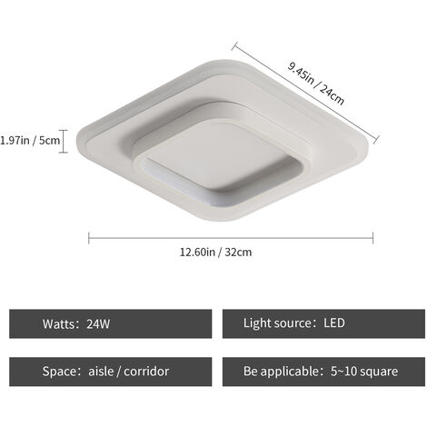 Plafoniere A LED Comely - 2 Pezzi, 24W 2700LM, Luce Calda 3000K, Design Quadrato Moderno - Foto 14
