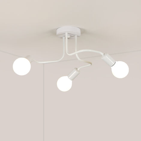 COMELY Lampada a sospensione vintage E27 a 3 luci, Plafoniera in ferro di colore bianco, Ideale per camera da letto, soggiorno, cucina, Forma fai da te, Diametro 42cm (Senza lampadina) (1/5)