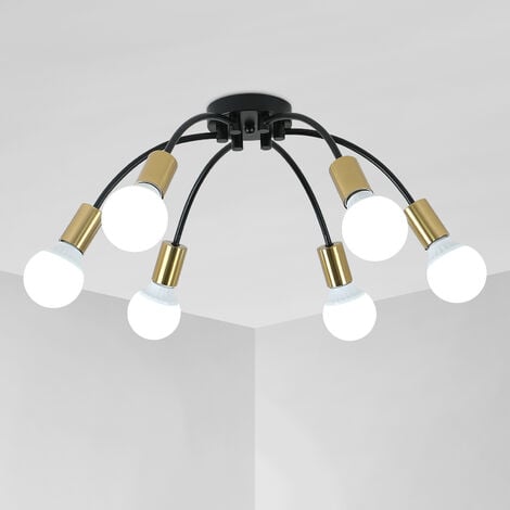 COMELY Lampada da soffitto industriale in metallo nero, lampada a  sospensione vintage a 6 luci E27