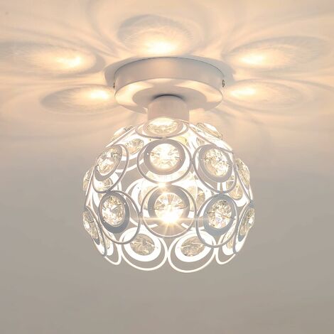 COMELY Luce a soffitto moderna nel lampadario di cristallo semi-encastré E27 Perfetto per illuminazione interna del soggiorno corridoio della sala (bulbo bianco non incluso)