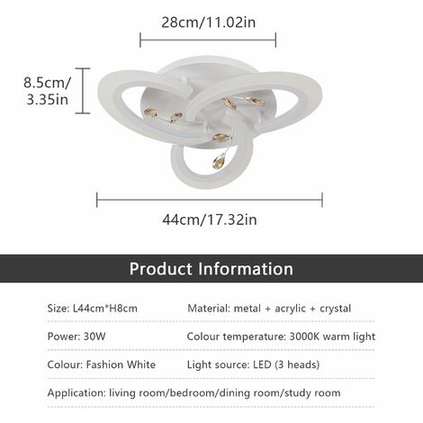 COMELY Moderna plafoniera di cristallo LED Design creativo Petali bianco caldo 3000K Plafoniera LED per camera da letto sala da pranzo cucina corridoio
