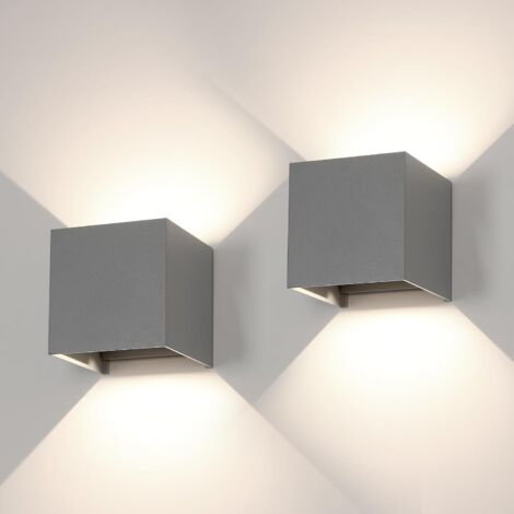 COMELY Set di 2 Applique LED da Parete Interna ed Esterna, Lampada Moderna Up Down per Camera e Soggiorno (Grigio Sabbia, 6W, Luce Neutra 4000K) (1/5)