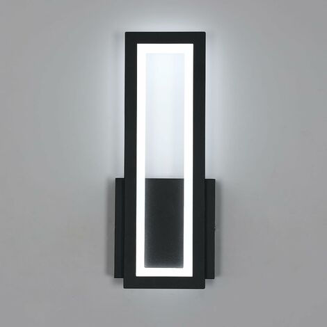 COMELY Lampada da Parete a LED 16W, Moderna Rettangolare, Illuminazione in Acrilico per Camera Corridoio Soggiorno Scala (Nero, Luce Bianca Fredda 6500K)