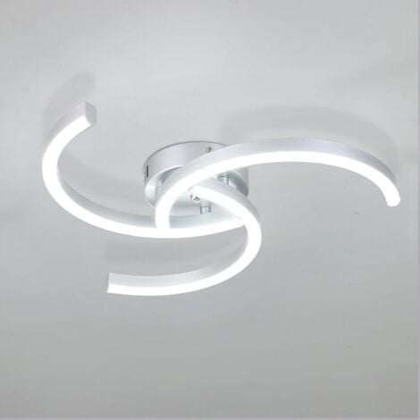 COMELY Plafoniera LED Moderna, Lampada 24W 52cm, Design Elicoidale per Soggiorno Camera Cucina - Argento - Luce Bianca 6500K