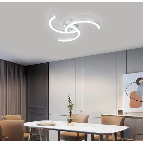 COMELY Plafoniera LED Moderna, Lampada 24W 52cm, Design Elicoidale per Soggiorno Camera Cucina - Argento - Luce Bianca 6500K