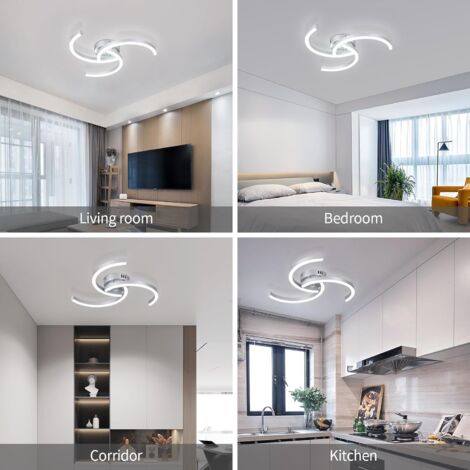 COMELY Plafoniera LED Moderna, Lampada 24W 52cm, Design Elicoidale per Soggiorno Camera Cucina - Argento - Luce Bianca 6500K