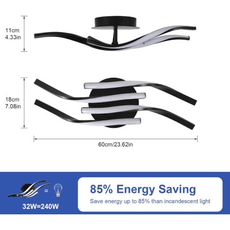 EASY EAGLE Plafoniera LED Soffitto 48W, Lampada da Soffitto LED 6500K 4800LM Plafoniera Bagno Rotonda 30CM Plafoniere da Ufficio Luce Soffitto per Camera da Letto, Cucina, Soggiorno, Balcone