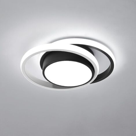 COMELY Plafoniera LED Rotonda 32W 2350LM, Lampada da Soffitto Moderna per Corridoio, Camera da Letto, Bagno, Cucina, Soggiorno, Diametro 27cm - Nero - Luce Fredda 6500K