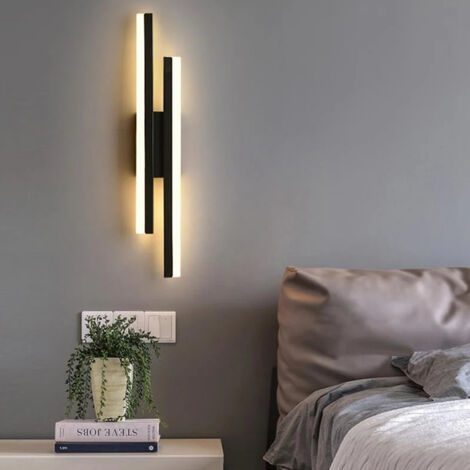 Lampada da parete moderna a LED dimmerabile a forma di linea 3000K/4000K/6000K per camera da letto, soggiorno, corridoio, ingresso Nero