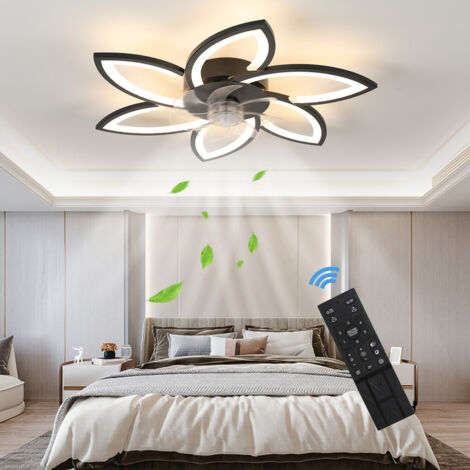 COMELY Ventilatore da soffitto a LED silenzioso con illuminazione, lampada da soffitto da 70 W con ventilatore e telecomando, lampada dimmerabile con ventilatore, 6 luci, soggiorno, camera da letto, n