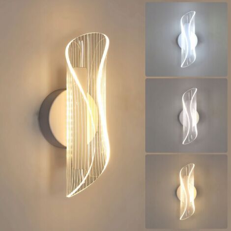 COMELY Applique da parete per interni, lampada da parete a LED moderna da 12 W, 3 temperature di colore 3000 K/4500 K/6500 K, lampada da parete in acrilico bianco per camera da letto, soggiorno, corri