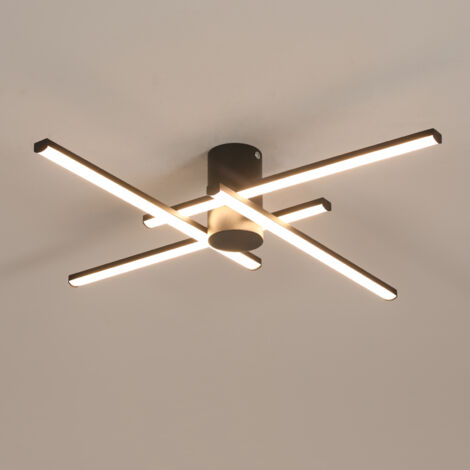 COMELY Plafoniera LED lineare in alluminio, 62 cm, 24W, nero, luce calda 3000K, struttura a 4 traverse, per soggiorno, ufficio, soffitto moderno della cucina