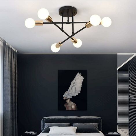 COMELY Plafoniera moderna, lampada vintage a 6 luci, lampadario industriale a sospensione base E27, per cucina soggiorno camera da letto