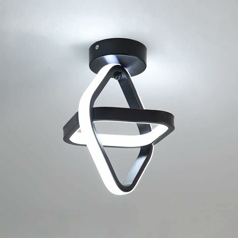 Plafoniera a LED, Lampadario moderno nero Lampada da soffitto per corridoio quadrato da 22 W per balcone del corridoio, luce bianca 4000 K, diametro 22 cm