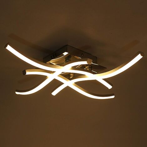 COMELY Plafoniera LED con Design Creativo a 4 Luci, Forma a Onde Incrociate, IP20, Diametro 36CM, per Soggiorno, Camera da Letto, Cucina - Argento - 24W - Luce Calda 3000K