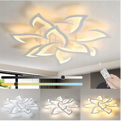 COMELY Plafoniera LED dimmerabile, Plafoniera moderna 84W, Plafoniera grande con telecomando/App per soggiorno, camera da letto, cucina, 3000K-6500K, 80cm, Bianco [Classe energetica E] (1/5)