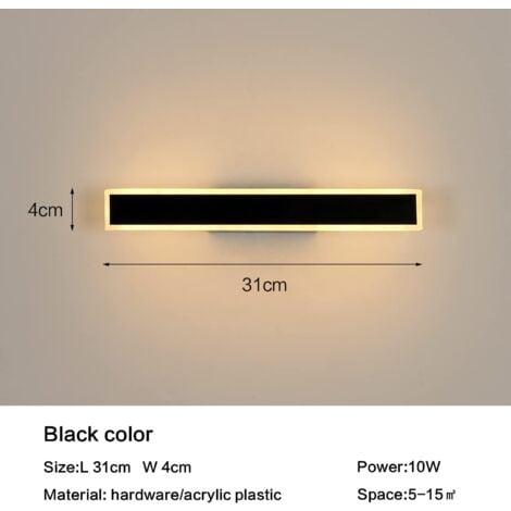 COMELY Applique Murale LED Interna Nero 12W Moderno Design Rettangolare Creativo Illuminazione da Parete con 3 Temperature di Colore per Camera Salotto Scale Ufficio Corridoio
