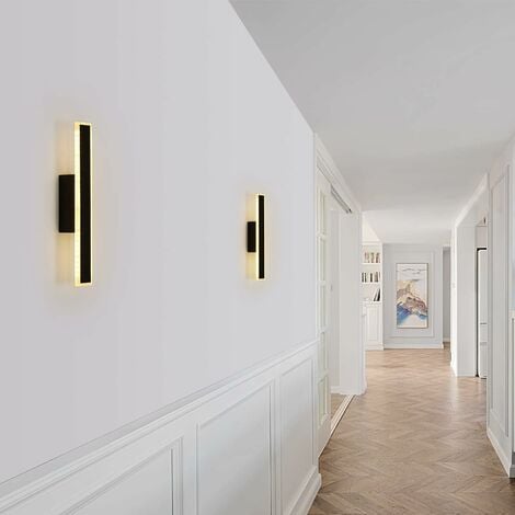 COMELY Applique Murale LED Interna Nero 12W Moderno Design Rettangolare Creativo Illuminazione da Parete con 3 Temperature di Colore per Camera Salotto Scale Ufficio Corridoio