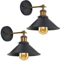 COMELY Confezione da 2 applique industriali vintage, faretto da parete in metallo retrò in stile Edison con rotazione di 180° E27 per cucina, sala da pranzo, camera da letto, ristorante, bar, nero