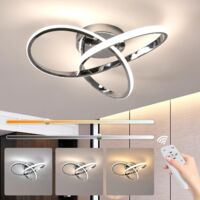 COMELY Plafoniera a LED moderna dimmerabile, plafoniera a LED da 36 W con telecomando 3000 K-6500 K, plafoniera a forma di fiore creativa per soggiorno, camera da letto, cucina, corridoio (argento)
