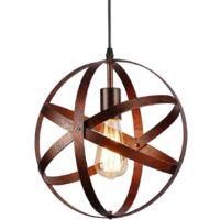 COMELY Lampadario Sospensione Industriale Vintage E27 in Metallo, Lampadario con Cavo Regolabile da 100CM per Scala Cucina Soggiorno Bar Hotel - Rosso (Lampadina non inclusa)