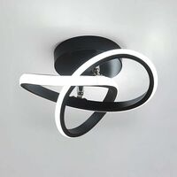 Plafoniera a LED, Lampada da soffitto 22W Lampada da soffitto moderna a LED in acrilico nero per scale del balcone del corridoio, diametro 24 cm, dimmerabile 3000K/4000K/6000K