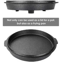 Outdoor Dutch Oven 8 Liter Cast Iron Cooking Pot with Feet Pre-Burned Roasting Dish with Lid Lifter Spiral Handle and Slot for Thermometer for BBQ, Cooking, Roasting and Baking