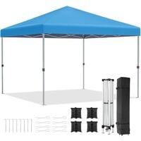 3 x 3 m Gazebo Folding Waterproof Pop Up Gazebo Canopy Tent Metal Frame Garden Outdoor Party Tent UV Protection with Carry Bag 4 Sandbags, Blue