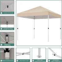 3 x 3 m Gazebo Folding Waterproof Pop Up Gazebo Canopy Tent Metal Frame Garden Outdoor Party Tent UV Protection with Carry Bag 4 Sandbags, Khaki
