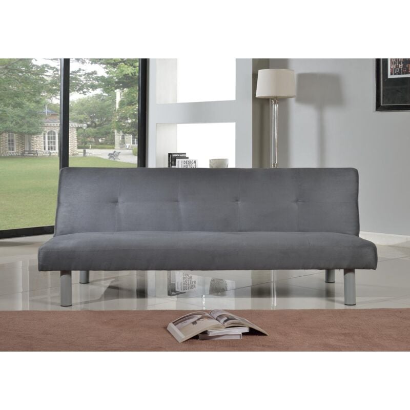 Faux Suede Sofa Bed in Grey