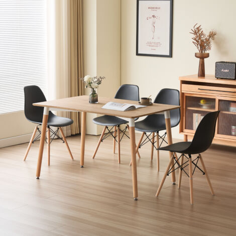 Daisy 120cm Rectangular Dining Table Oak with 4 Black Chairs