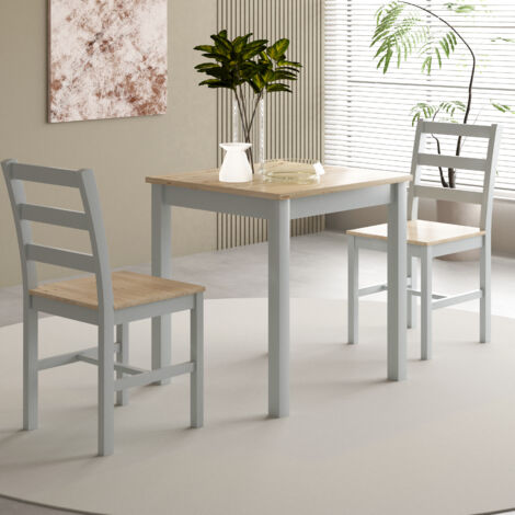 Holcombe 2 seater wooden dining set grey with natural top