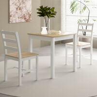 Holcombe 2 seater wooden dining set white with natural top