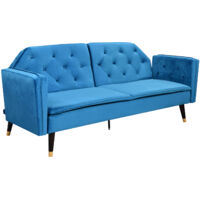 Malmo Plush Velvet Sofa Bed in Blue
