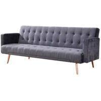 Larnaca Plush Velvet Sofa Bed in Grey
