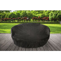 210cm Rattan Sun Island Day Bed in Grey with Waterproof Cover